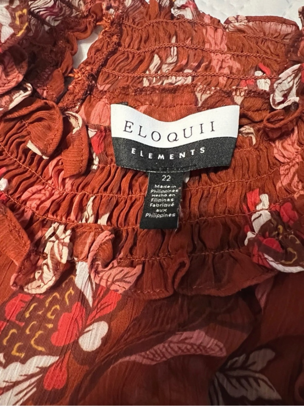 ELOQUII Floral Ruffle Neck Blouse Size 22 Sheer Boho Fall Top - Picture 9 of 10